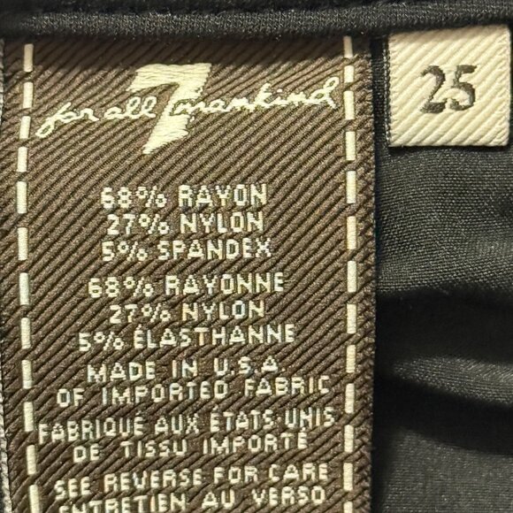 7 For All Mankind Women's Stretch Skinny Low Rise 5-Pockets Black Jegging Sz 25 - Picture 6 of 10